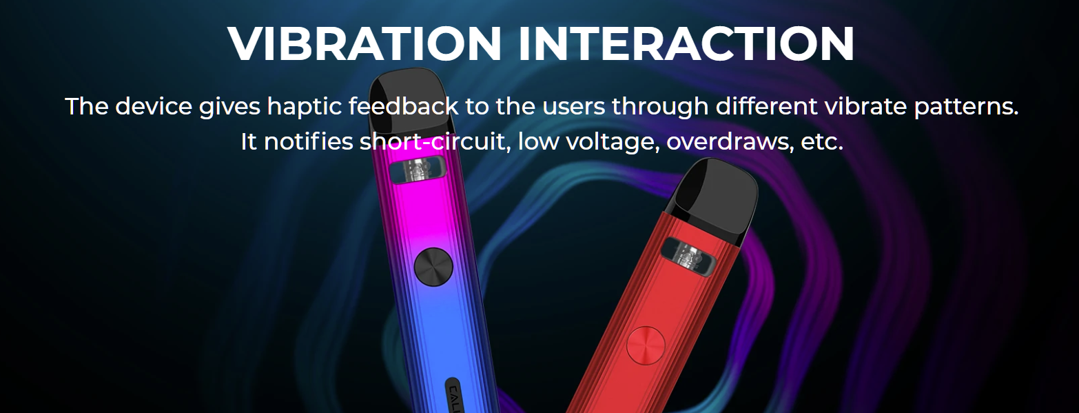 The users is notified of issues, by sending different vibration patterns through the device.