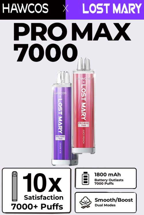 HAWCOS x Lost Mary Pro Max 7000 Disposable Vape Kit - 7000 Puffs of Crystal Power