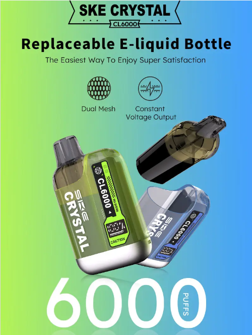 SKE Crystal CL6000 Prefilled Pod Vape Kit - Replaceable E-Liquid Bottle