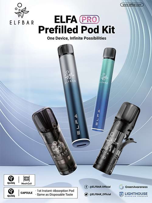Elf Bar Elfa Pro Prefilled and Refillable Pod Vape Kit - Endless choices to refill