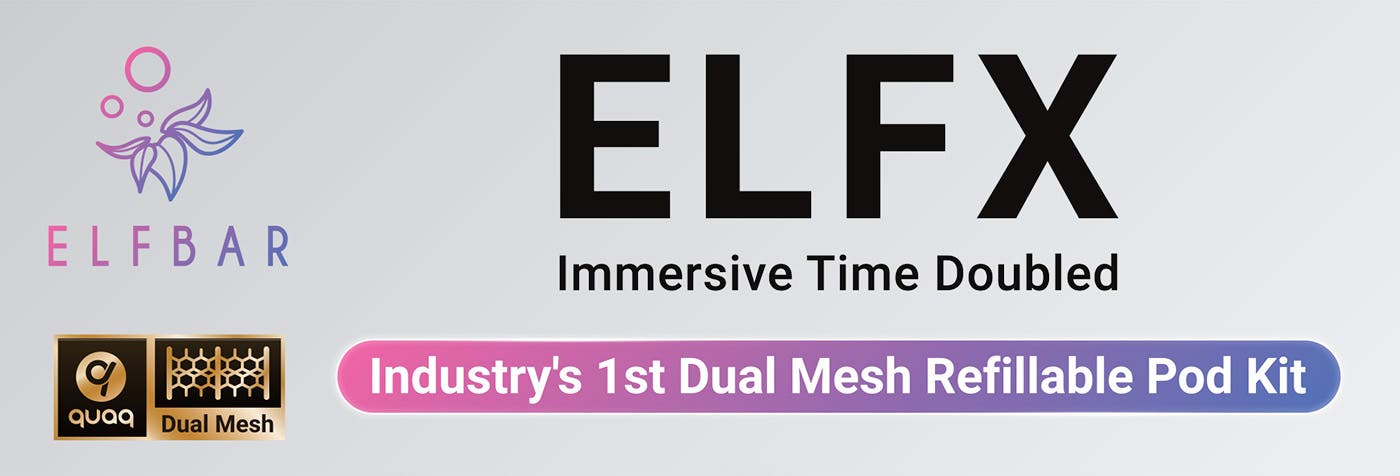 Elf Bar ELFX Pod Kit + Elfliq Nic Salt Combo Kit - Industry's first dual mesh refillable pod kit