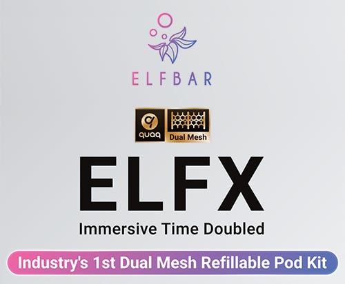 Elf Bar ELFX Pod Kit + Elfliq Nic Salt Combo Kit - Industry's first dual mesh refillable pod kit