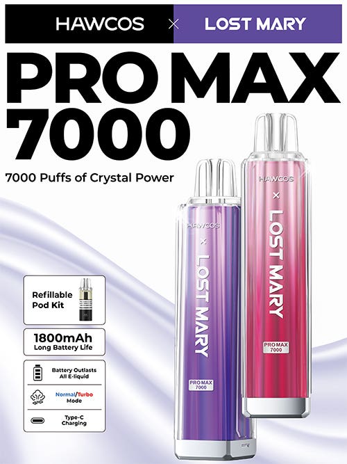 Lost Mary x Hawcos Pro Max 7000 Prefilled Pod Vape Kit - 7000 puffs of crystal power