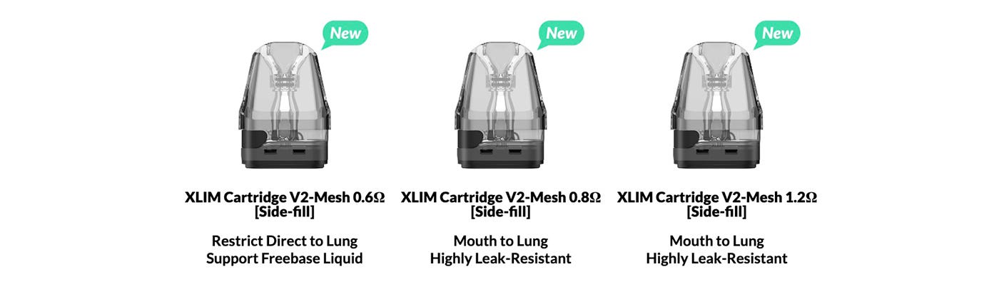 Oxva XLIM V2 Cartridges - Mesh construction with side-fill leak resistant