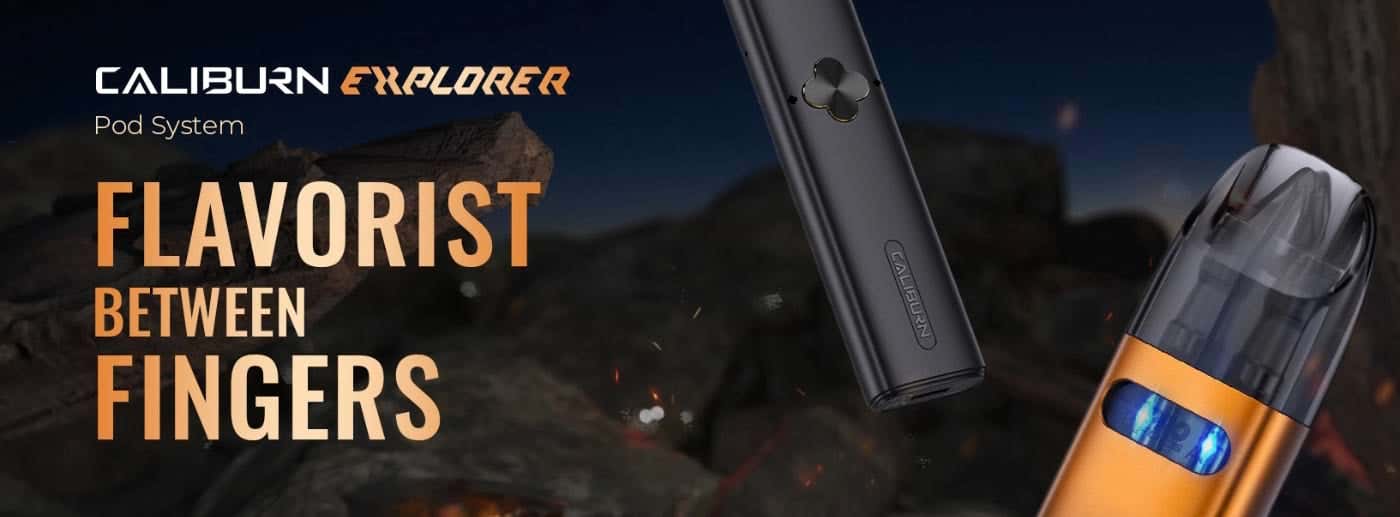 Uwell Caliburn Explorer Pod Vape Kit - Flavourist between fingers