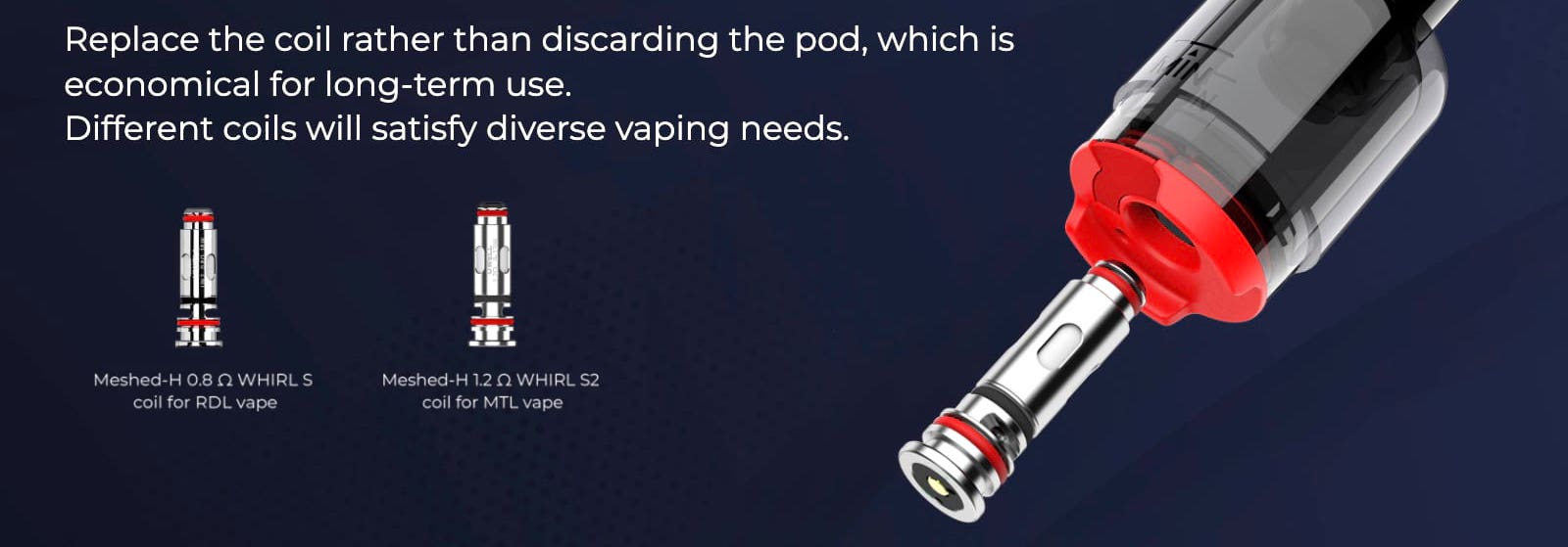 Replacement Uwell Whirl S2 coils - 1.2 ohm Meshed-H resistance