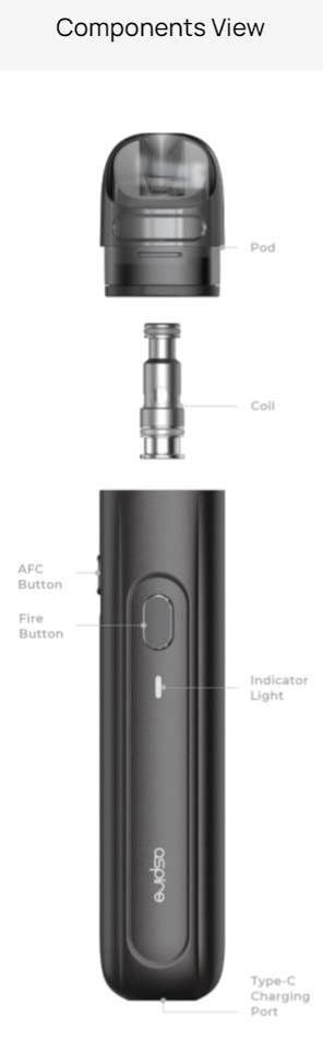 Exploded view of the Aspire Flexus Q pod kit.