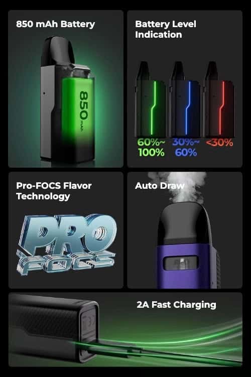 Uwell Caliburn GZ2 Pod Vape Kit - Features and highlights