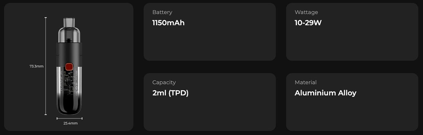 Vaporesso Moti X Mini Pod Kit - Specifications