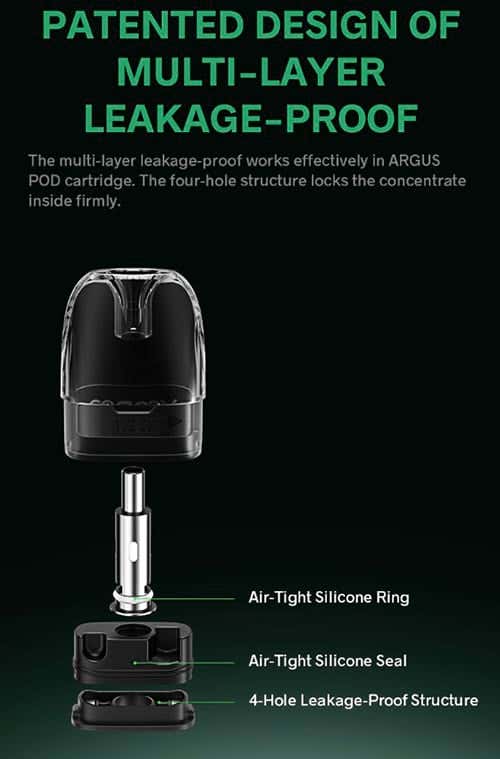 VooPoo Argus Pod Cartridge - Patented design of multi-layer leak-proof