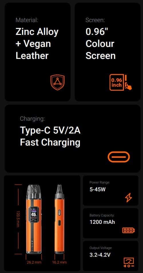 Elf Bar ELFX Pro Classic Edition Pod Kit - Specifications