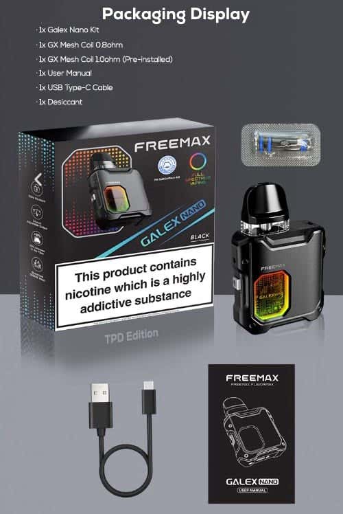Freemax Galex Nano Pod Kit - Packaging and contents