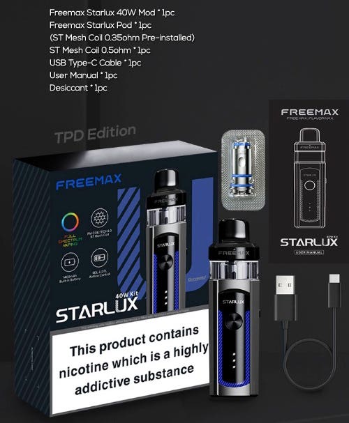 Freemax Starlux 40w Pod Vape Kit - What's in the box?