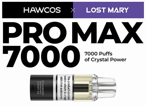 Lost Mary x Hawcos Pro Max 7000 Prefilled Pod + Refill Container - 7000 puffs of crystal power