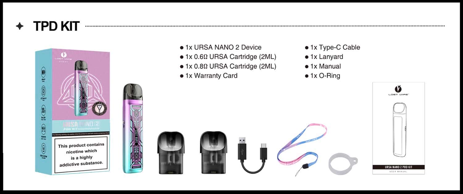 Lost Vape Ursa Nano 2 Pod Vape Kit - What's in the box?