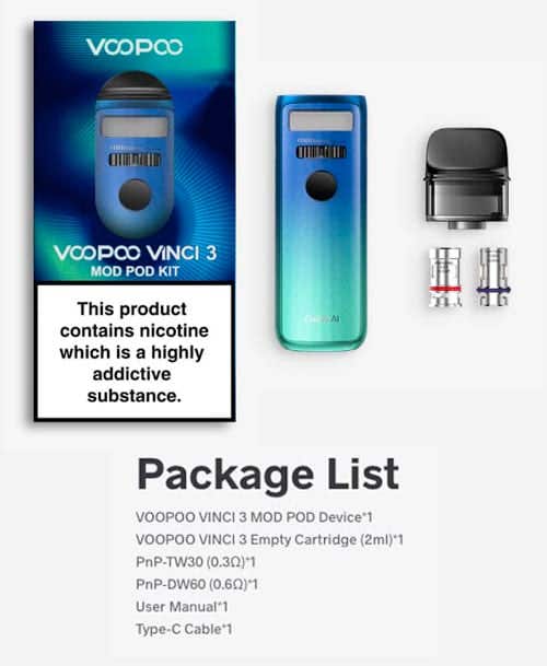 VooPoo Vinci 3 Pod Vape Kit - What's included?