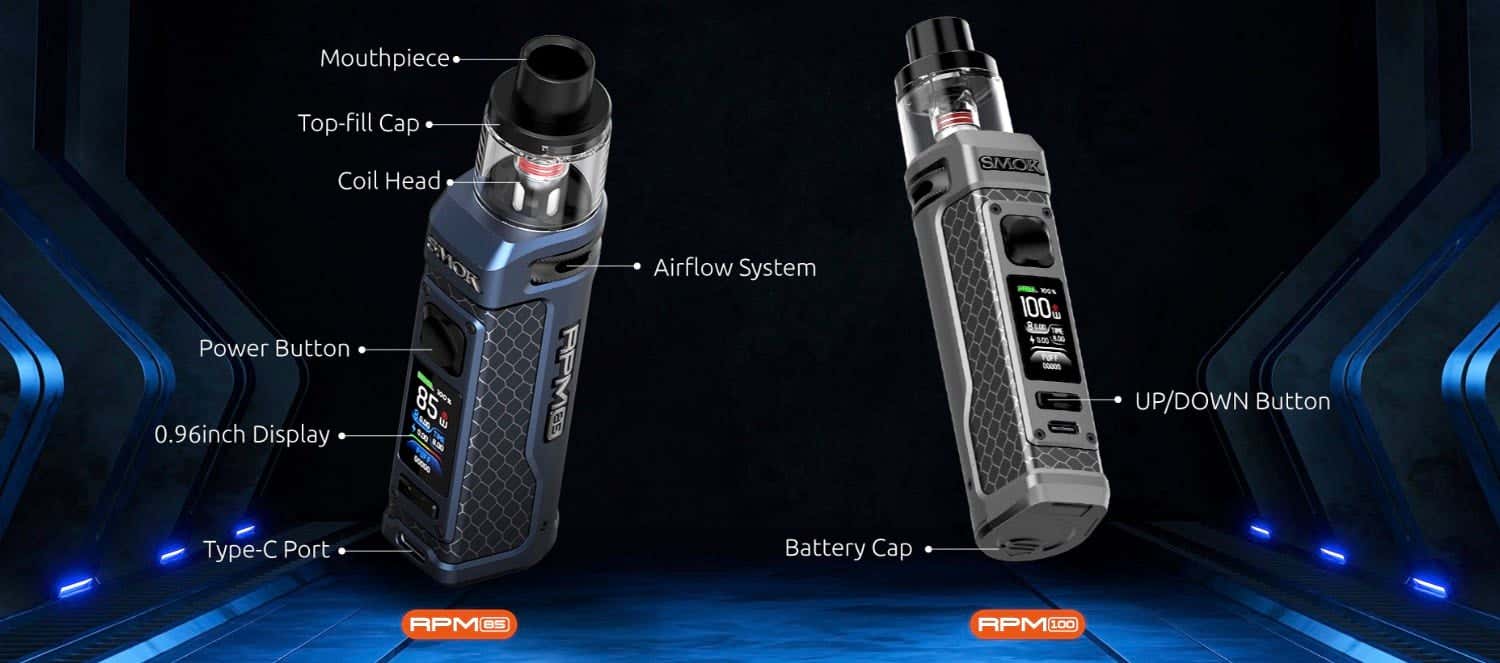 Smok RPM 100 Pod Vape Kit - Exploded view of components