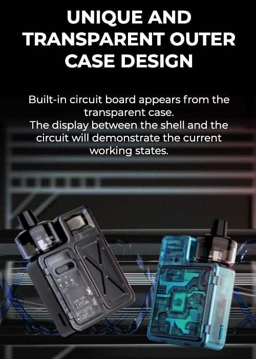 Crown M Pod Vape Kit - Unique and transparent outer case design