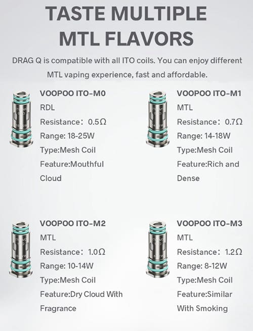 Voopoo ITO coils - Taste multiple MTL flavours