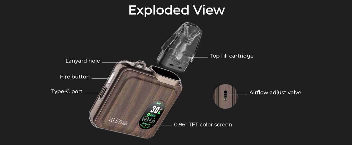 Oxva Xlim SQ Pro Pod Vape Kit - Exploded view