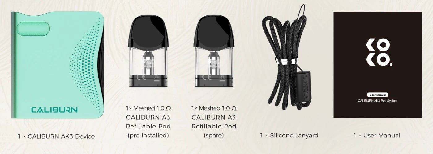 Uwell Caliburn AK3 Pod Kit - What's in the box?