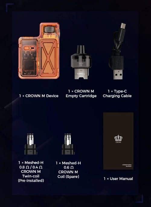 Uwell Crown M Pod Vape Kit - What's in the box?