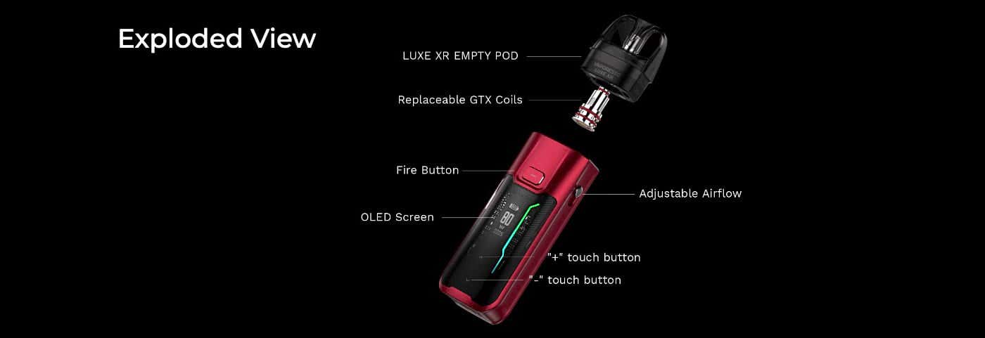 Vaporesso Luxe XR Max Pod Vape Kit - Exploded View