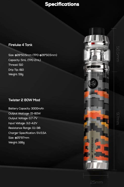 Freemax Twister 2 80W Kit - Specifications