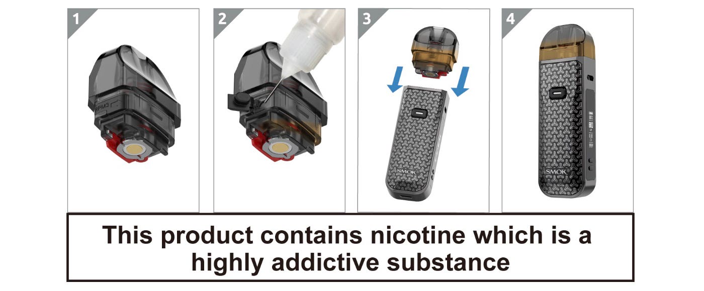 Smok Nord 5 Pod Vape Replacement Pods - Instructions on how to fill with e-liquid