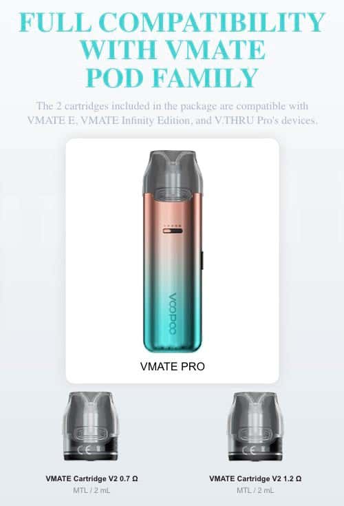 VooPoo VMATE Pro Pod Vape Kit - Fully compatible with VMATE pod family