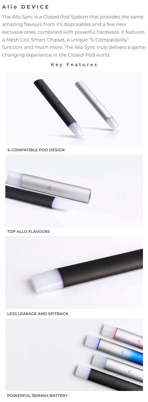 Allo SYNC Prefilled Pod Vape Kit - Key features