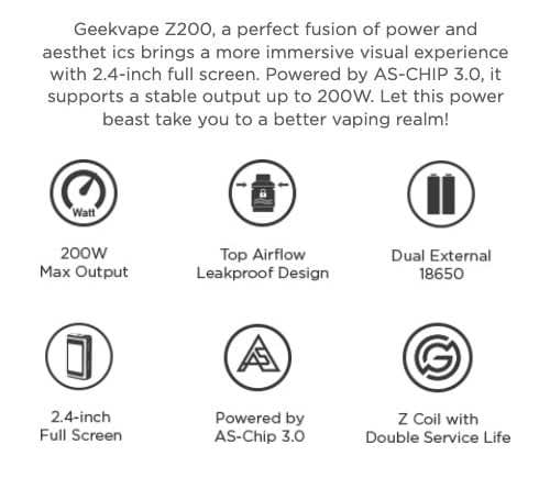 Geekvape Z200 Vape Kit - Features and highlights