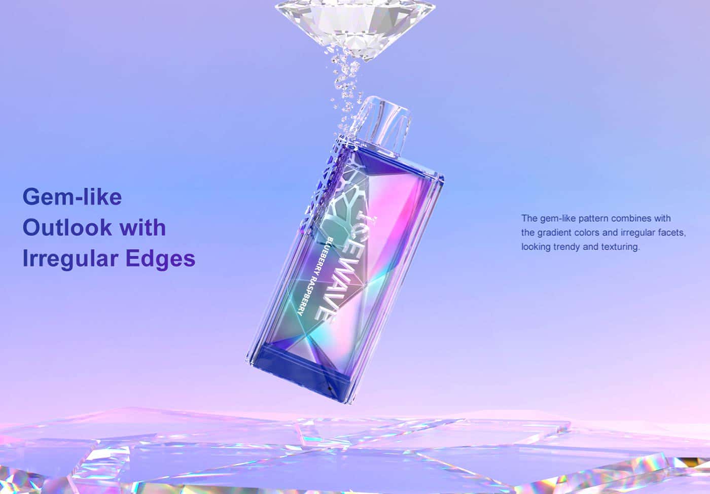 Icewave B600 Disposable Vape Kit - Gem-like outlook with irregular edges