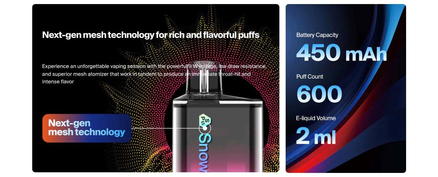 Snowplus Halo Disposable Vape Kit - Specifications