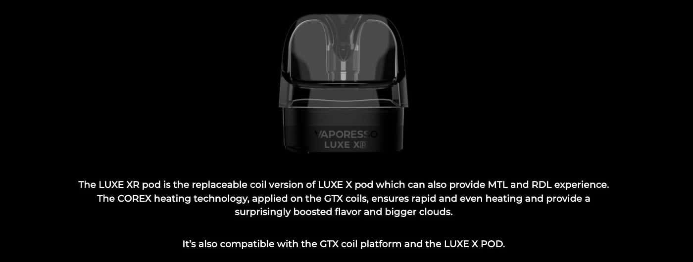 Vaporesso Luxe XR Max Pod Vape Kit - Luxe XR Pod, replaceable coil pod