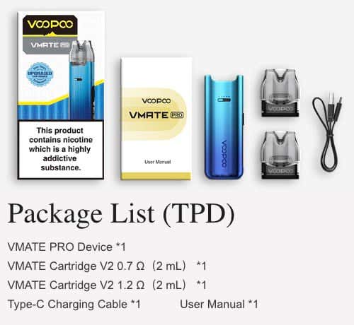 VooPoo VMATE Pro Pod Vape Kit - What's in the box?