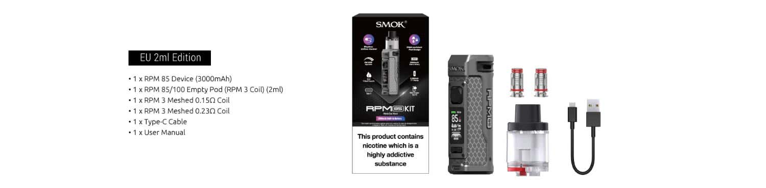 Smok RPM 85 Pod Vape Kit - What's included in the box?