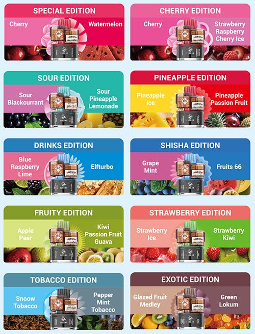 Elf Bar Dual 10k Prefilled Pod + Refill Container - 20 Editions, 40 Flavours