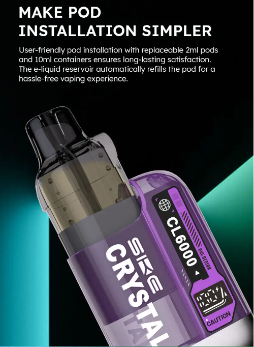 SKE Crystal CL6000 Prefilled Pod Vape Kit - Pod Installation