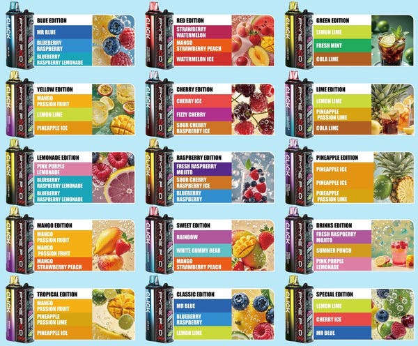 Pyne Pod Click 50k Prefilled Pod Kit - Flavour List