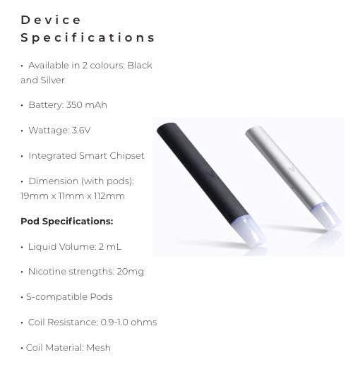 Allo SYNC Prefilled Pod Vape Kit - Specifications