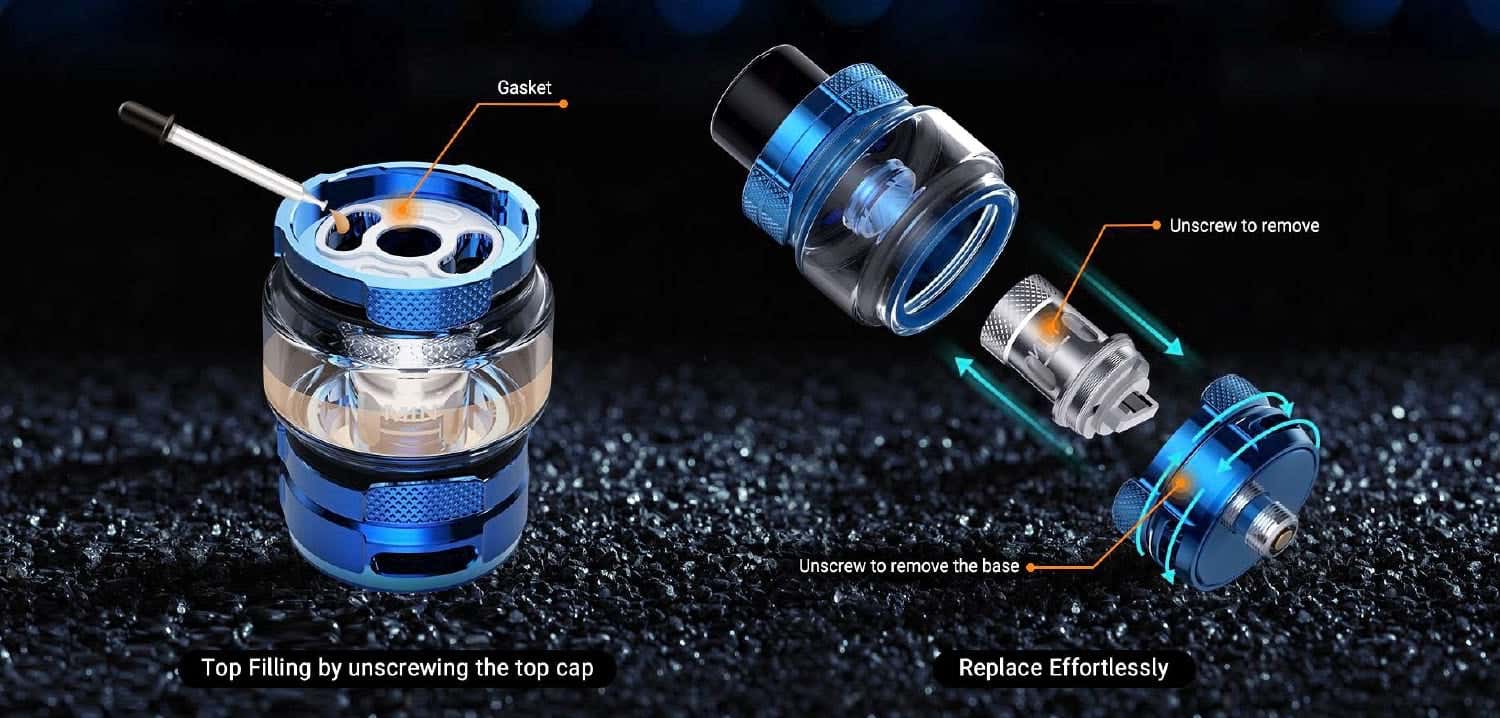 Horizontech Falcon Legend Sub-Ohm Tank - Exploded view of parts