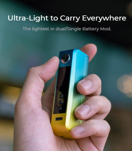 Ultra-light. Carry anywhere. The lightest single battery mod.