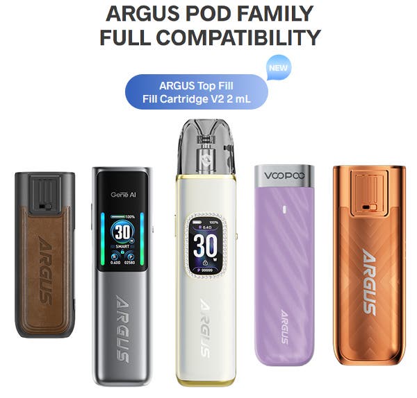VooPoo Argus Top-Fill V2 Pod Cartridges - Compatibility