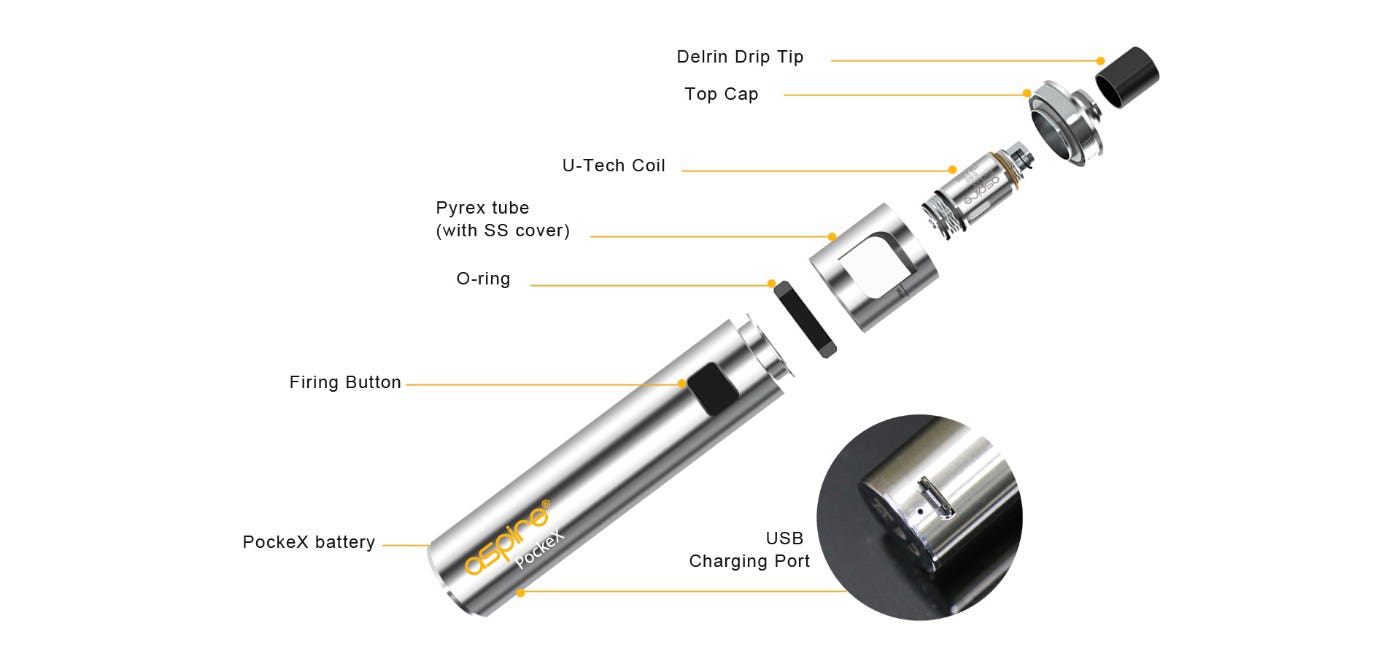 Aspire PockeX Vape Kit - Exploded view