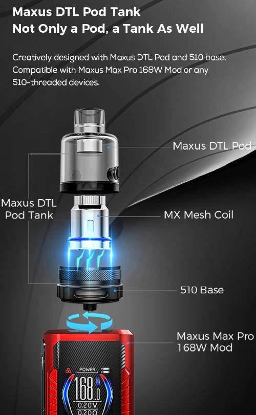 Freemax Maxus Max PRO 168w Pod Vape Kit - Maxus DTL Pod Tank