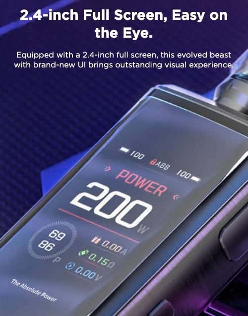 Geekvape Z200 Vape Kit - 2.4-inch full screen