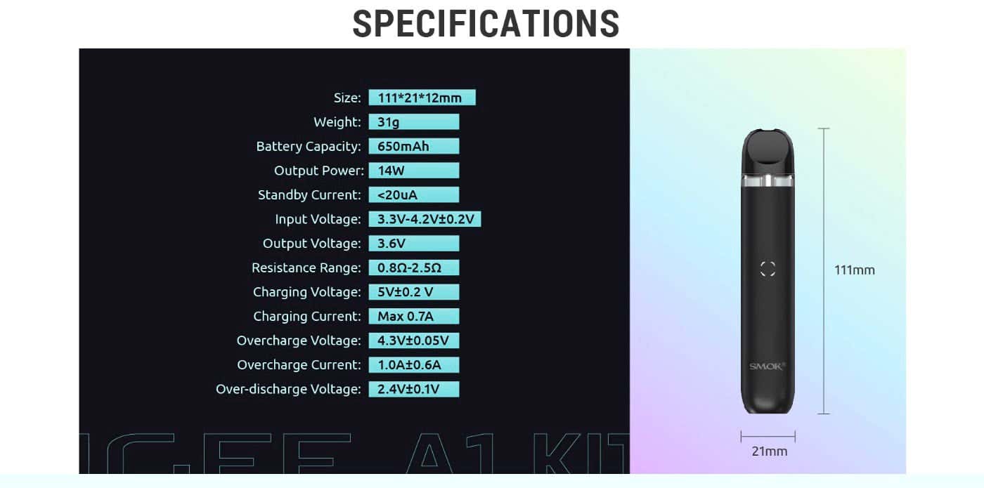 Smok IGEE A1 Pod System - Specifications