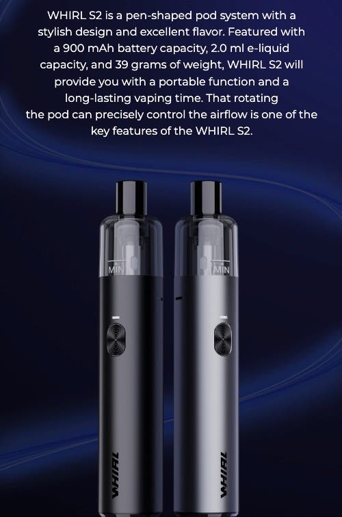 Uwell Whirl S2 Pod System - stylish design with excellent flavour