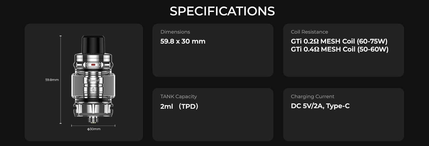 Vaporesso iTank 2 - Specifications